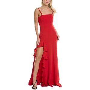 Cinq À Sept Women's Red Dilan Ruffle A Line Gown Ruby Red